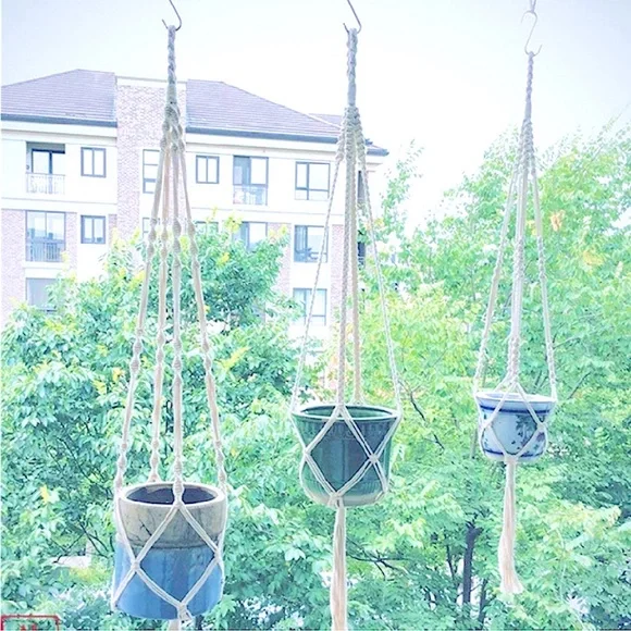 🆕3pc Modern BÖHÖ Macramé Plant Hangers Uniquely Hand Crafted [Indoors/Outdoors]